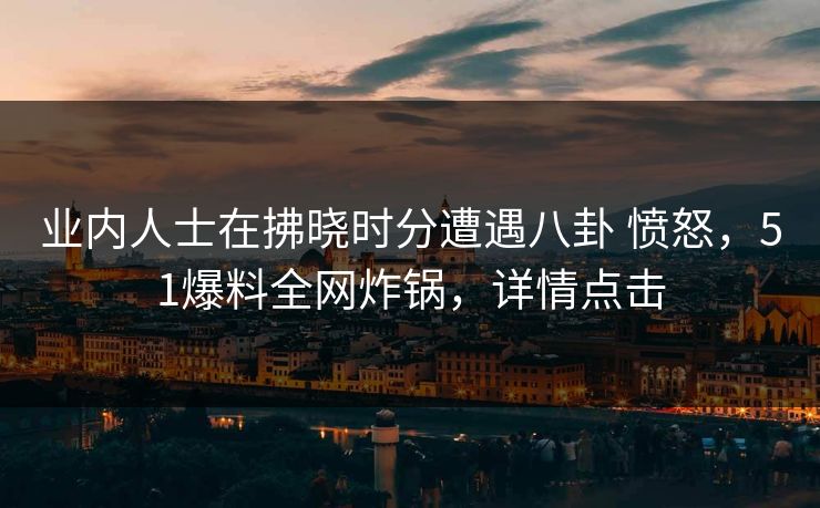 业内人士在拂晓时分遭遇八卦 愤怒，51爆料全网炸锅，详情点击